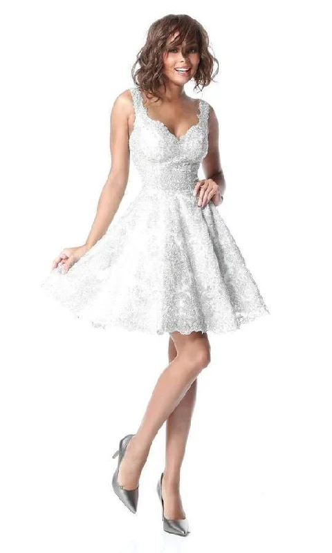 Final Sale Sherri Hill - Short Sweetheart Metallic Lace A Line Dress 51521 - 1 pc Ivory In Size 6 Available Final Sale Sherri Hill - Short Sweetheart Metallic Lace A Line Dress 51521 - 1 pc Ivory In Size 6 Available