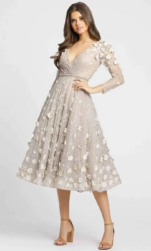 Hurry In Mac Duggal - V Neckline 3D Floral Lace A-Line Dress 67387D - 1 pc Beige Blush In Size 6 Available Hurry In Mac Duggal - V Neckline 3D Floral Lace A-Line Dress 67387D - 1 pc Beige Blush In Size 6 Available