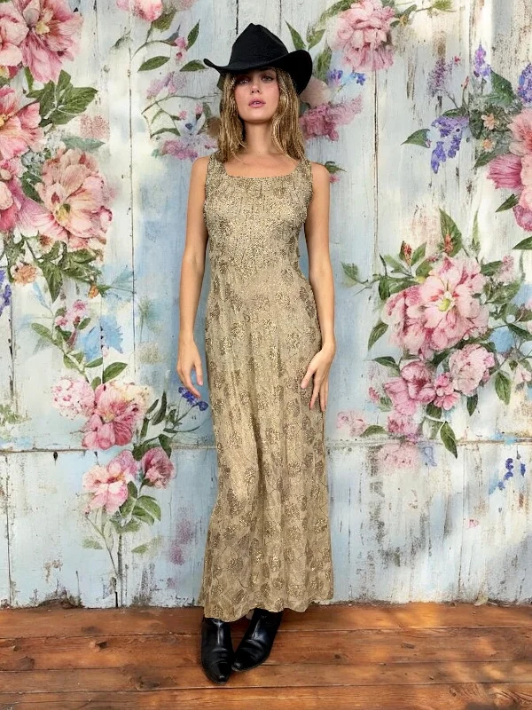 Get It Before It’s Gone Axis, 30s floral lamé and diamanté dress
