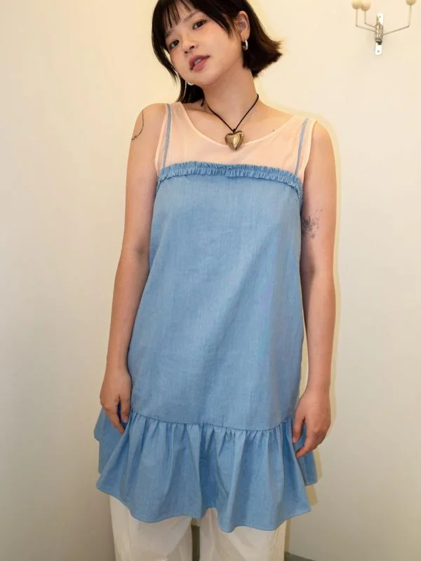 Don't Miss [LOVES UGLY] SS 24 May shirring dress_ denim