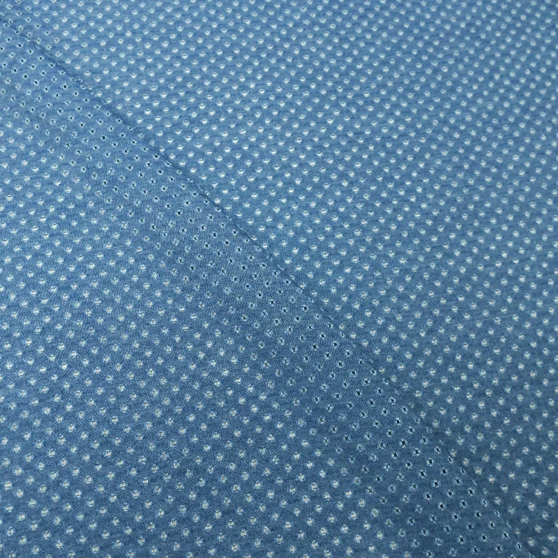 Quick Sale Denim Blue with Eyelet Cotton Denim Fabric