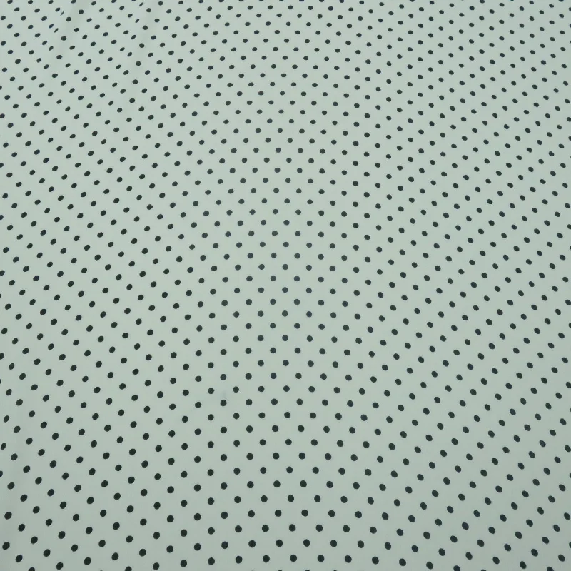 Super Bargain Small Black Polka Dots on White Background Printed Crepe Fabric