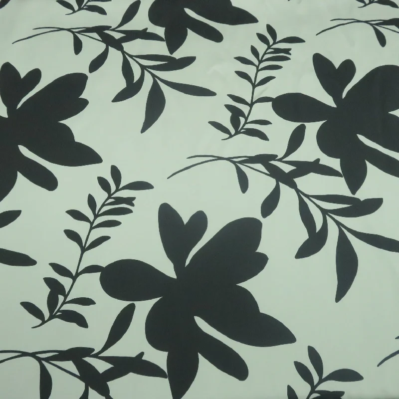Holiday Sale Black Florals on a Light Gray Background Printed Polyester Mikado Fabric Holiday Sale Black Florals on a Light Gray Background Printed Polyester Mikado Fabric