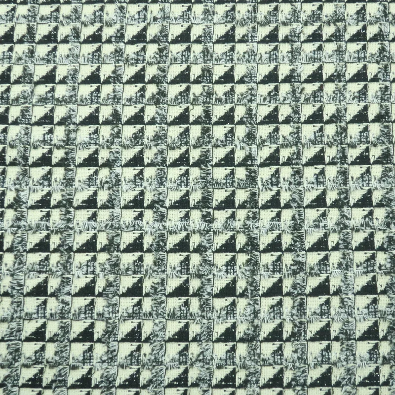 Limited Time Black and Ivory with a Gray Hint Geometric Threaded Tweed Boucle