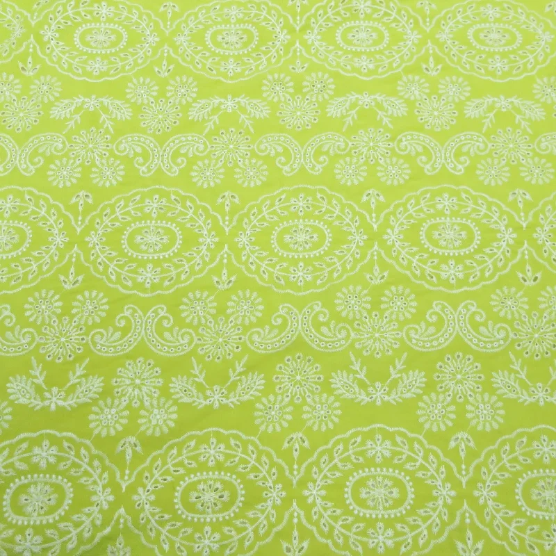 Price Fest Light Green Floral with Eyelet Embroidered Cotton Lace