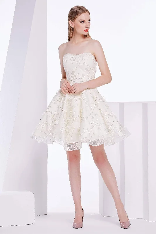 Hurry In J'Adore Dresses - J14093 Strapless Embroidered Tulle A-line Dress