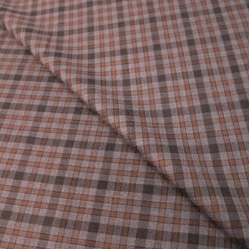 Savings Galore 2.5 YDS Gray and Brown Check Tartan Windowpane Superfine Wool Loro Piana Fabric Savings Galore 2.5 YDS Gray and Brown Check Tartan Windowpane Superfine Wool Loro Piana Fabric