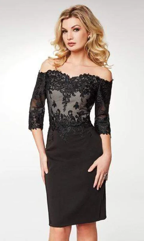Today’s Special Clarisse - Lace Off-Shoulder Satin Sheath Knee Length Dress M6566