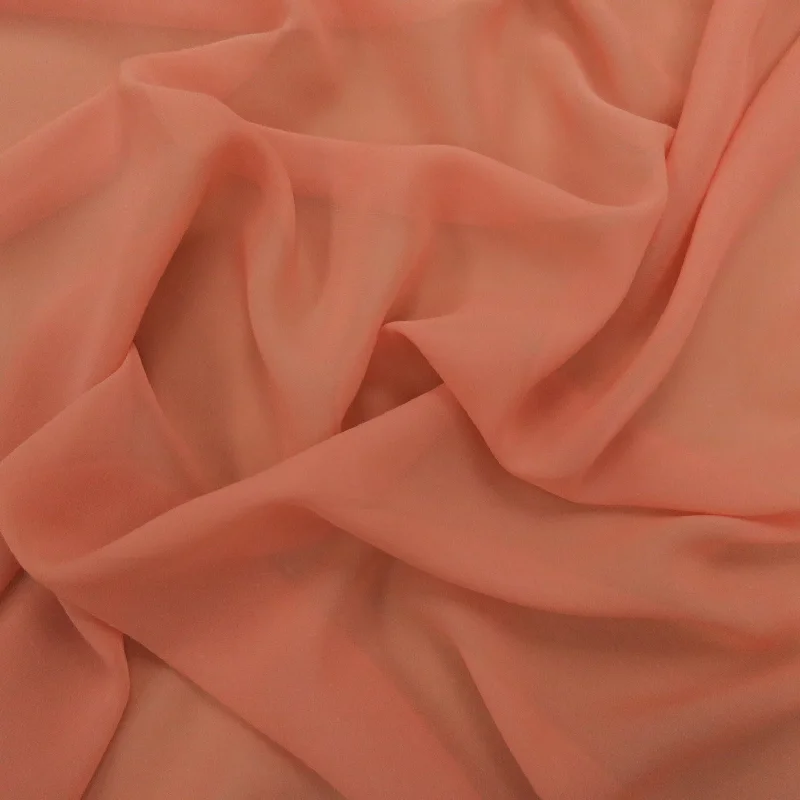 Sale Event Silk Georgette Chiffon Fabric 54" Peach Solid 10mm 100% Silk