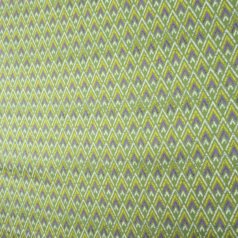 Amazing Deals Green Background with Multicolored Arrows Charmeuse Polyester Fabric