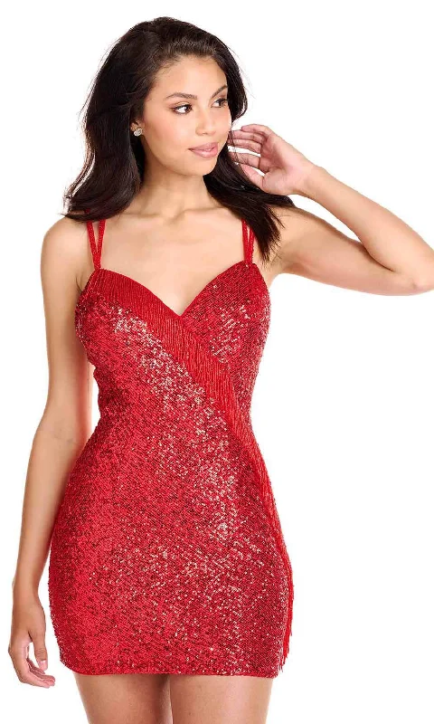 Price Buster Ava Presley 27837 - Fringed Sweetheart Cocktail Dress