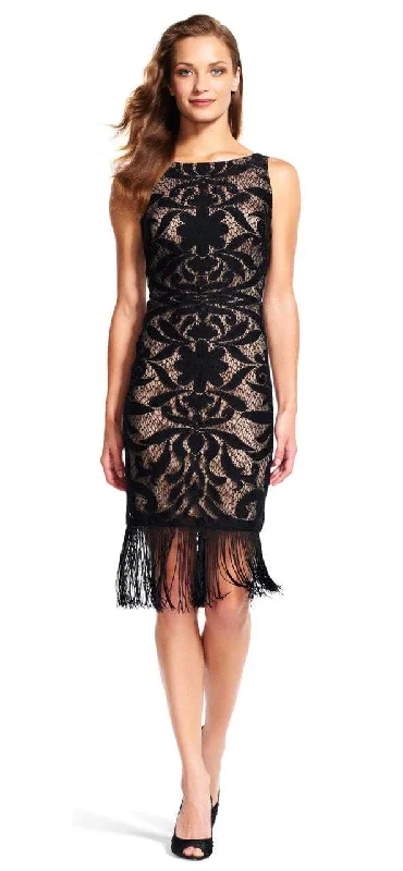 Reduced Prices Adrianna Papell - Fringe Hemmed Lace Ornate Dress AP1D100060