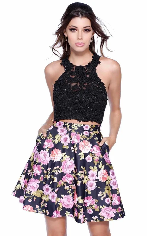 Deal Alert Shail K 4023 Two Piece Lace Floral Skirt with Criss Cross Back