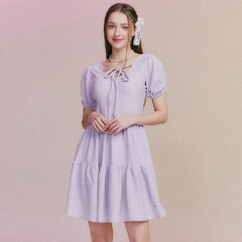 Shop and Save [MOONFAIRY] SS 24 MF BLANC RIBBON PUFF DRESS/LAVENDER