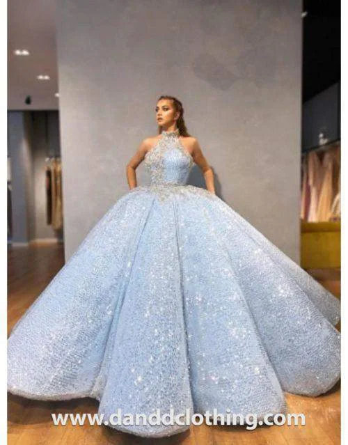 Price Fest Luxury Evening Dress Light Blue Floor length
