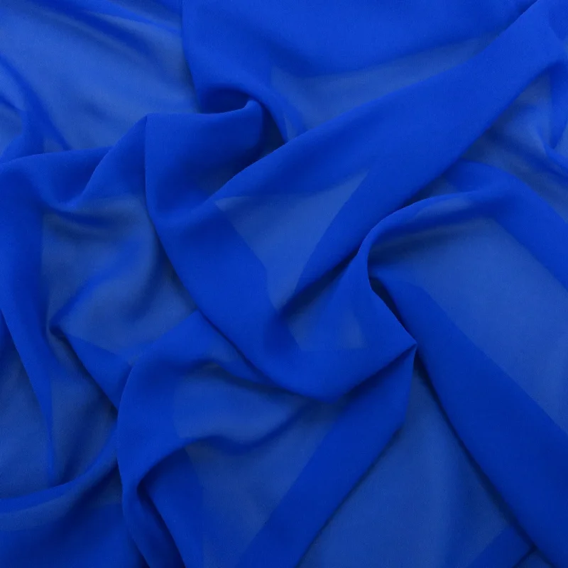 Great Deals Silk Georgette Chiffon Fabric 54" Royal Blue Solid 10mm 100% Silk
