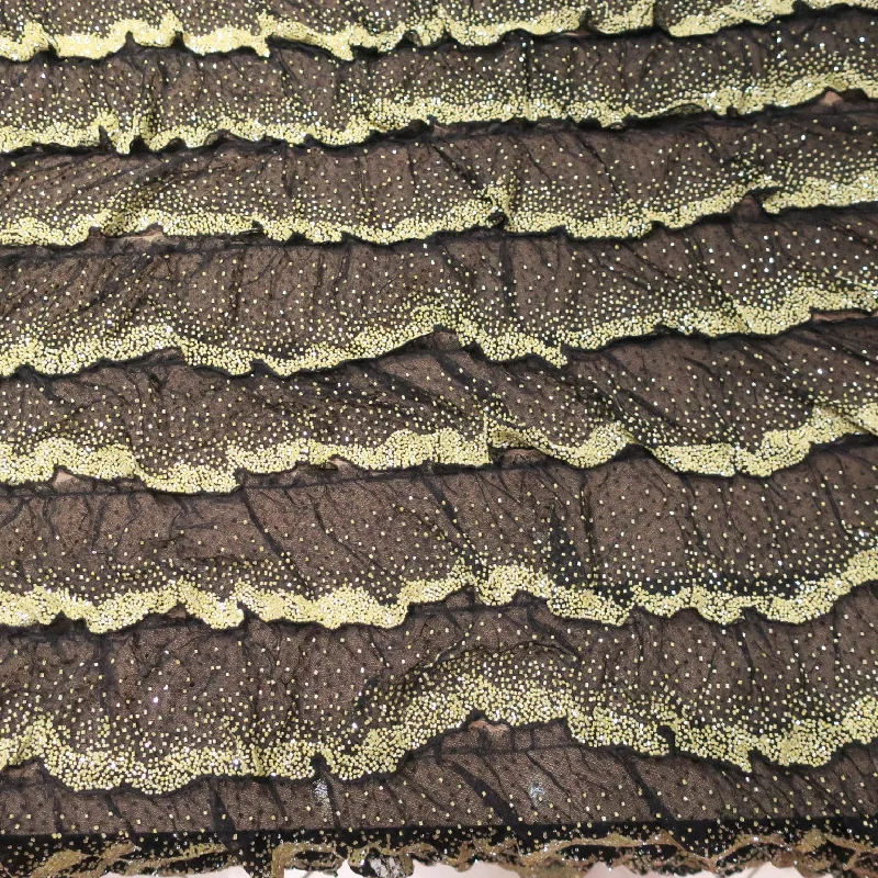 Stock Clearance Black Abstract Embroidered Tulle Fabric