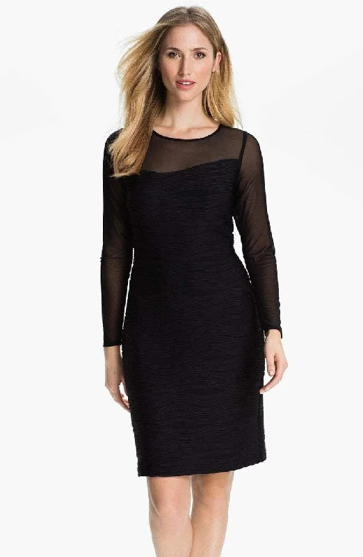 Don't Miss Donna Ricco - Illusion Sleeve Textured Dress 8438320M - 1 Pc Black In Size 4 Available Don't Miss Donna Ricco - Illusion Sleeve Textured Dress 8438320M - 1 Pc Black In Size 4 Available