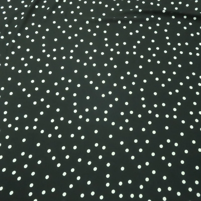 Value Deals White Polka Dots on Black Background Printed Crepe Fabric