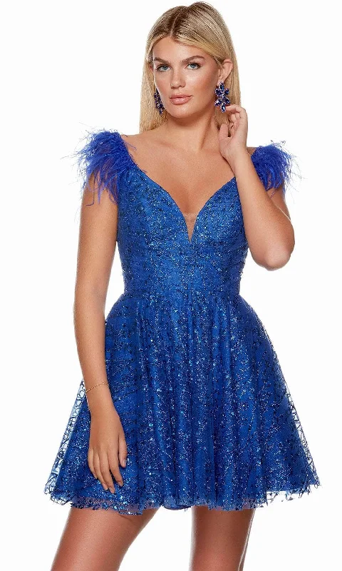 Price Reduction Alyce Paris 3151 - Feathered Glitter Homecoming Dress