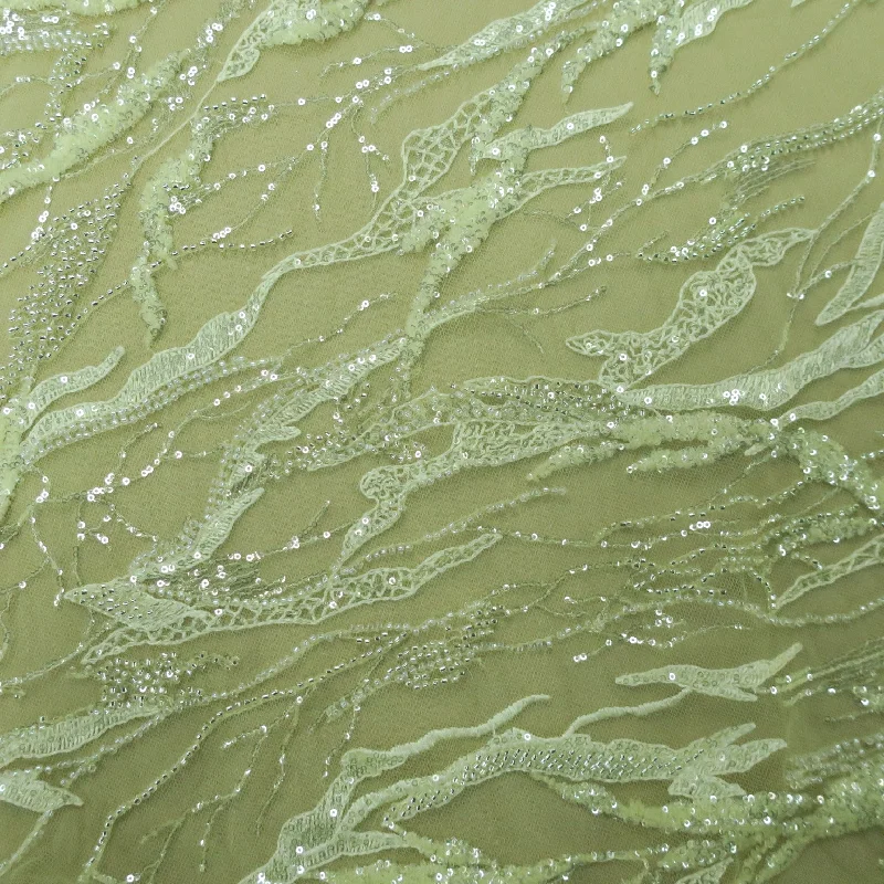Don't Miss Yellow Beaded Embroidered Tulle Fabric