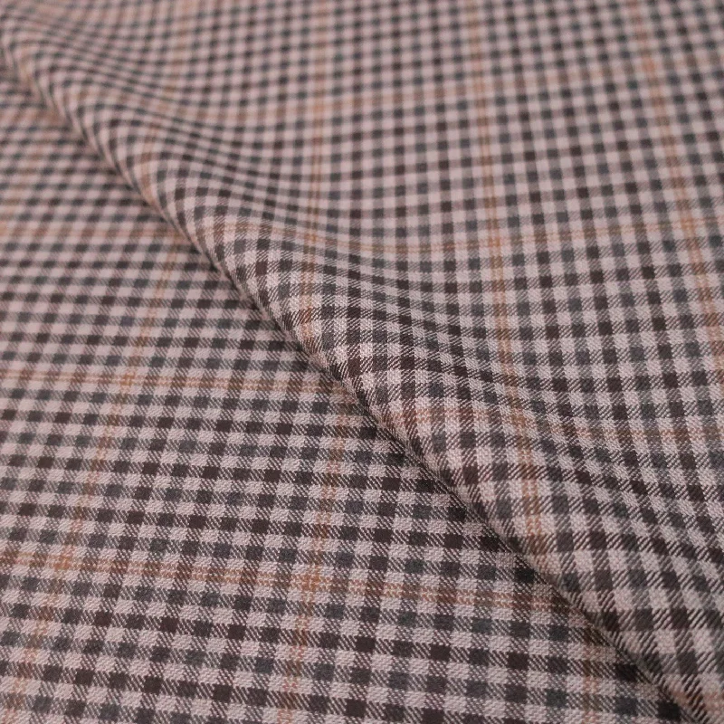 Hurry In Brown and Off White Superfine Wool Loro Piana Fabric