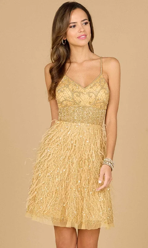 Great Deals Lara Dresses 29016 - Sleeveless Feather Detailed Cocktail Dress