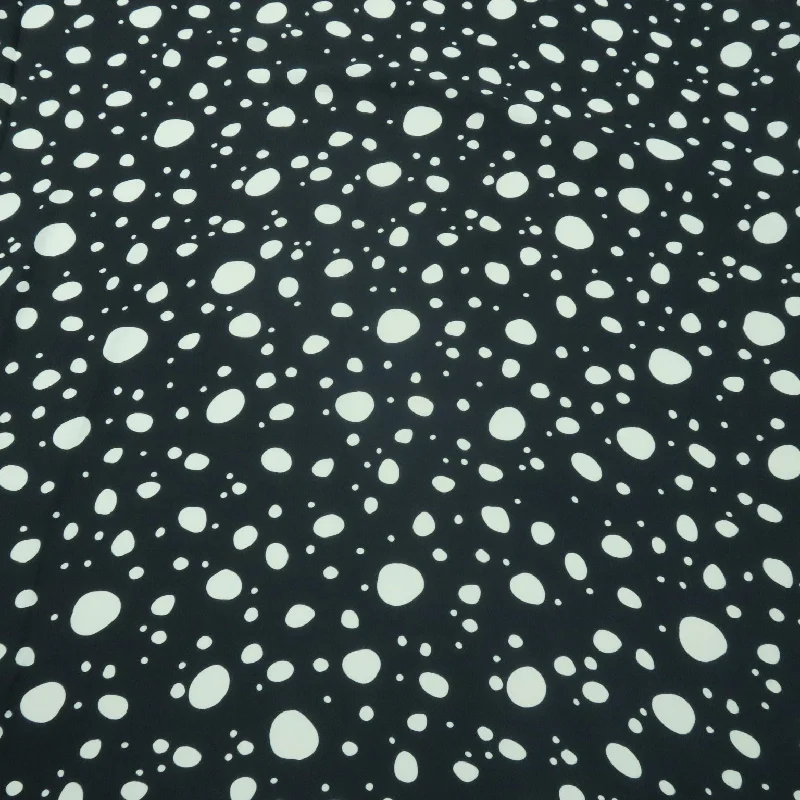 Great Bargains Small White Dots on Black Background Printed Crepe Fabric