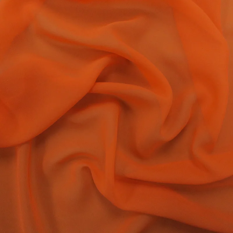 Don't Wait Silk Georgette Chiffon Fabric 54" Orange Solid 10mm 100% Silk