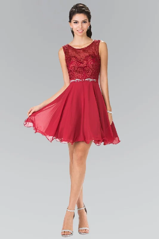 Deal Explosion Elizabeth K GS2314 Scoop Fitted Lace A-Line Cocktail Dress  - 1 pc Burgundy In Size 3XL Available