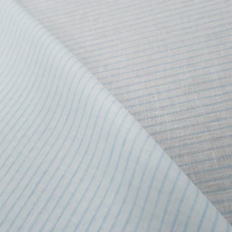 Unmissable Offer White with Light Blue Stripes Street Lino Loro Piana Shirt Fabric