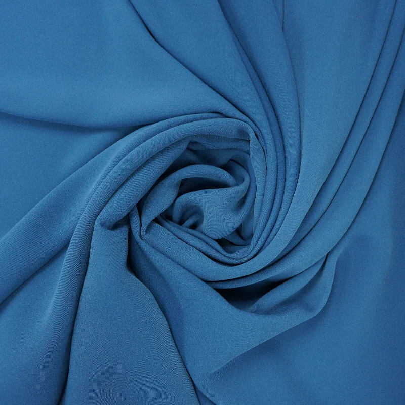 Price Rollback Teal Blue Solid Semi Stretch Crepe Petalo Di Rosa Fabric