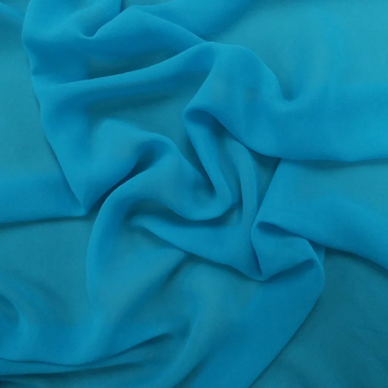 Lowest Prices Silk Georgette Chiffon Fabric 54" Aqua Solid 10mm 100% Silk
