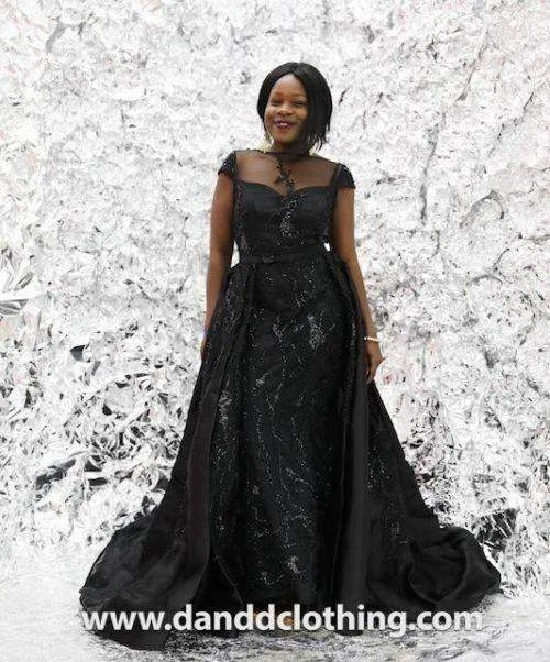Fantastic Offers Evening Red Carpet Dress with Black Stones