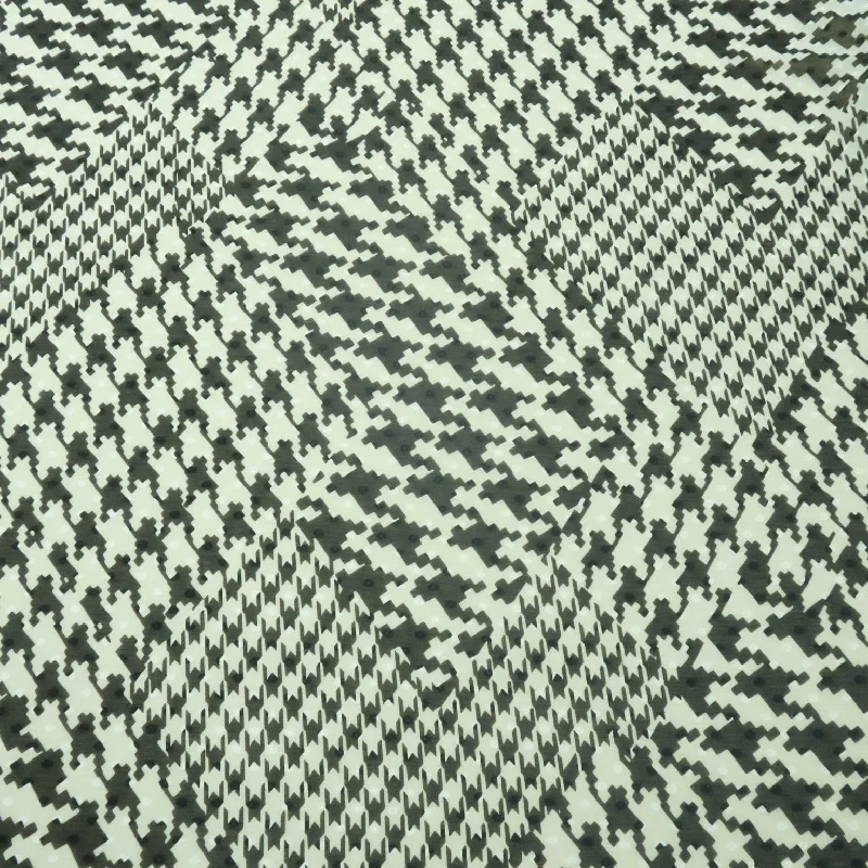Limited Availability Black and White Houndstooth Sheer Chiffon Polyester Fabric
