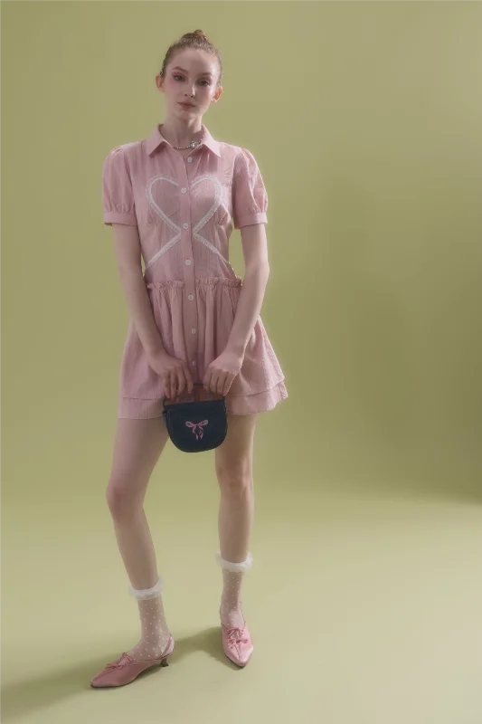Unmissable Offer [POPSIZ] SS 24 pink heart dress-pink