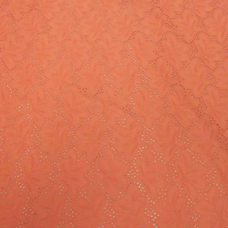 Sale Event Papaya Blush Floral with Eyelet Embroidered Cotton Lace