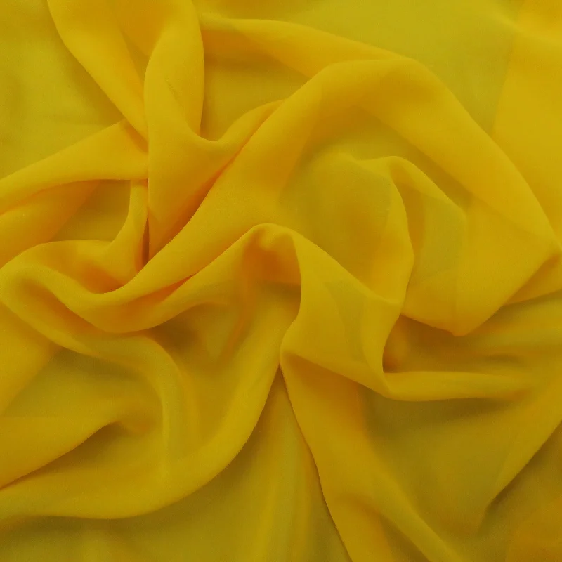 Daily Deals Silk Georgette Chiffon Fabric 54" Yellow Solid 10mm 100% Silk