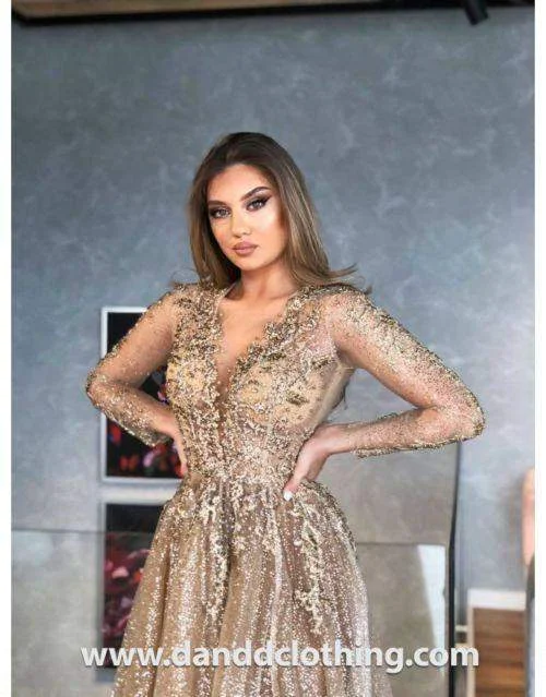 Savings Bonanza Luxury Evening Dress Full Length Gold