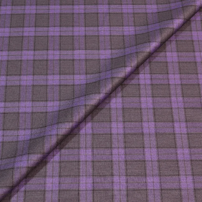 Fantastic Offers Gray and Purple Tartan Wool and Silk Dorsilk Dormeuil Fabric