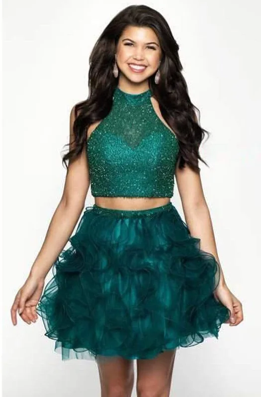Fantastic Deals Blush - 11620 Embellished Two Piece Ruffled A-line Dress