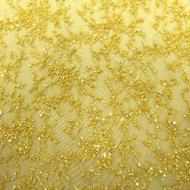 Best Bargains Gold Beaded Embroidered Fashion Fabric