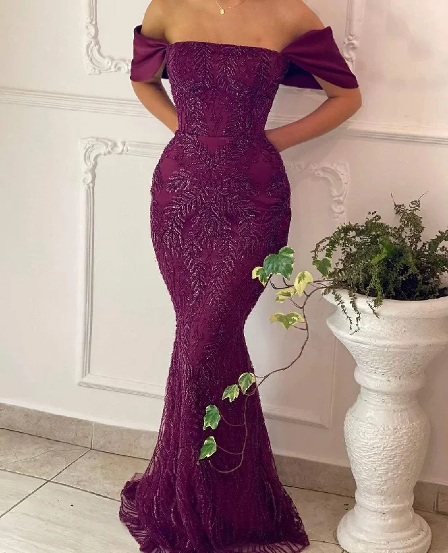 Discount Extravaganza Purple Dream Embroidered Evening Dress