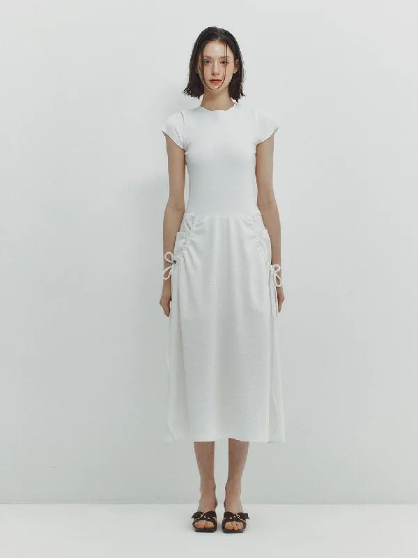Special Discount [MEENDERI] SS 24 SHIRRING POCKET MAXI DRESS - WHITE
