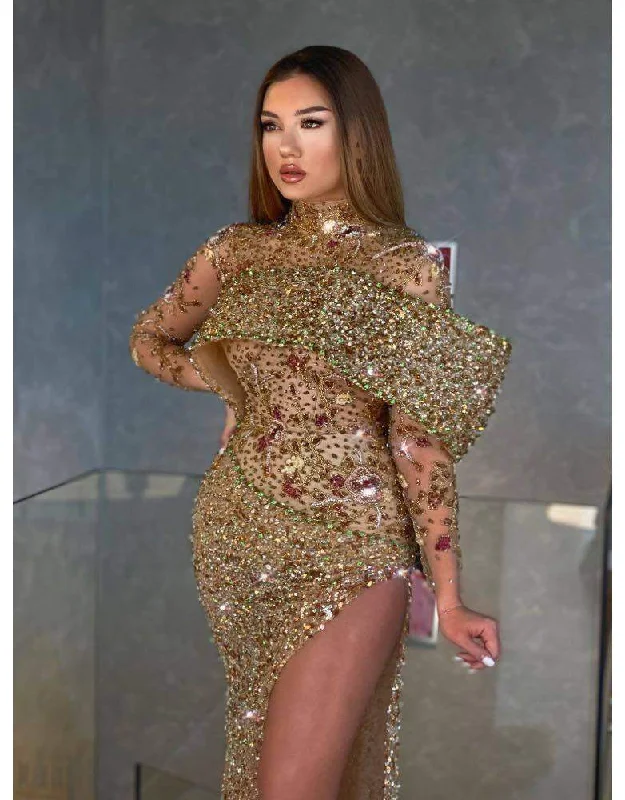 Weekend Deal Luxury Evening Gown Dark Gold