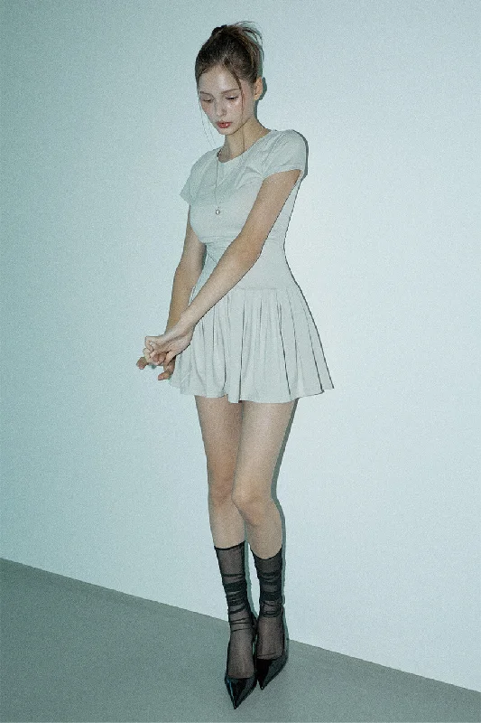 Take Advantage [STILUS] SS 24 Half sleeve pleats dress_mint gray