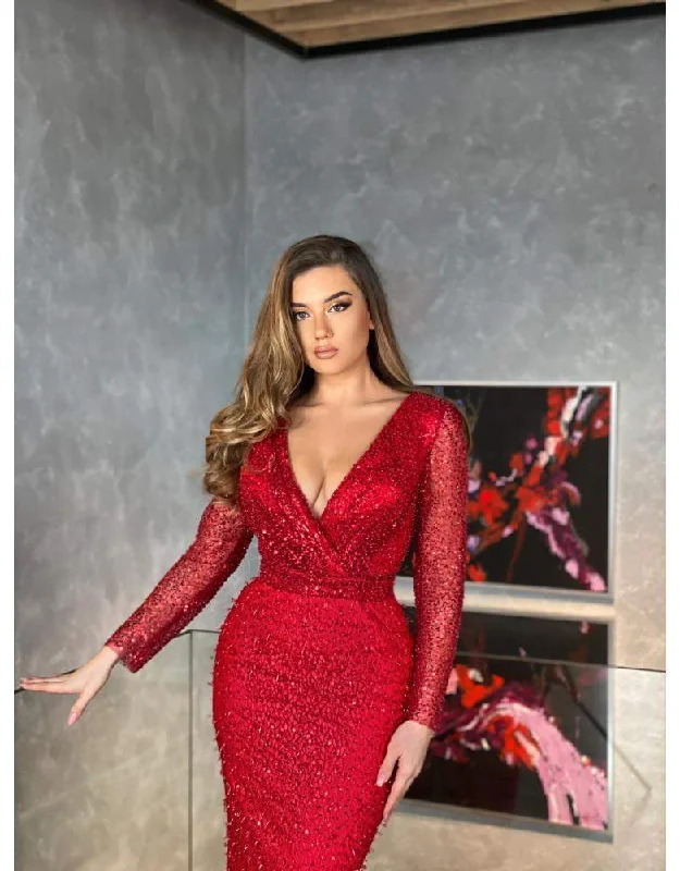 Special Savings Luxury Evening Gown Dark Red