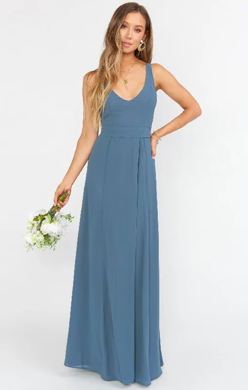 Price Meltdown Jenn Maxi Dress ~ Slate Blue Chiffon