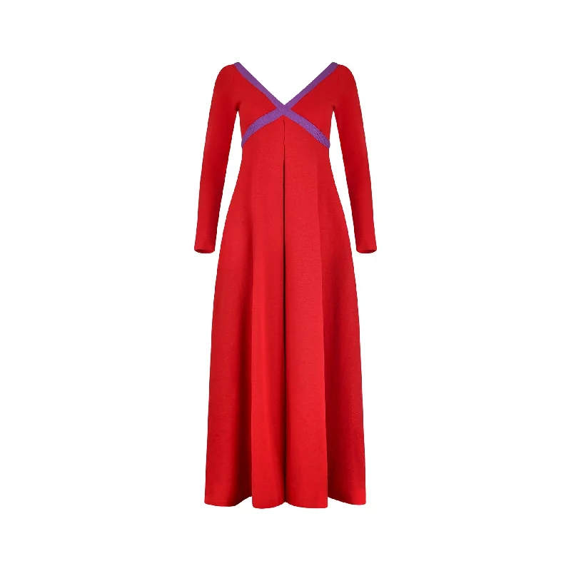 Loyalty Reward 1969 Rudi Gernreich Red and Purple Wool Maxi Dress