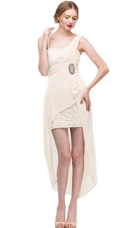 Great Bargains Eureka Fashion - Lace Mini Dress with High Low Chiffon Overskirt 1921 Great Bargains Eureka Fashion - Lace Mini Dress with High Low Chiffon Overskirt 1921